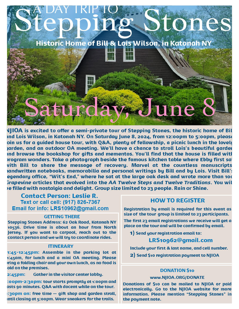 A Day Trip to Stepping Stones - Northern Jersey Intergroup Overeaters ...